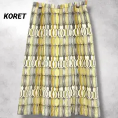 【コレット】KORET総柄スカート　膝丈　膝下　イエロー系