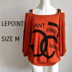 【リポイント】Tシャツ　Мサイズ　オフショルダー　橙　ジッパー付き　個性的