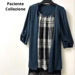 Paciente collezioneチュニック五分袖ターコイズフリル付きM