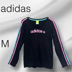 adidas アディダス 長袖 Tシャツ 【M】黒 3ライン