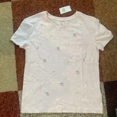 GAP キッズ　フルーツ刺繍入り薄いピンクTシャツ 140