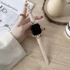 【新品未使用】AppleWatch レザーバンド ライトピンク 高級感 シンプル