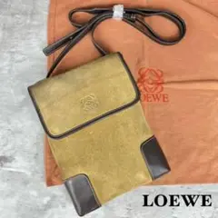 ロエベ ショルダーバッグ アナグラム ラクダ色 スエード レザー ロゴ