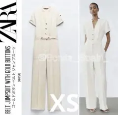 【ZARA】新品　ゴールドボタン ベルト ジャンプスーツ