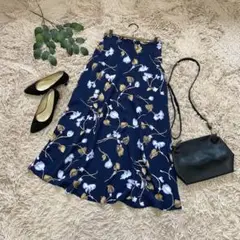 4558 新品❃ワシントン❃総柄ロングフレアスカート/花柄/マキシ/綺麗め/薄手