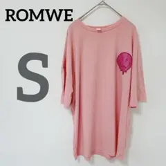 ROMWE 半袖 メンズ 【S】半袖Tシャツ ピンク Tシャツ ユニセックス