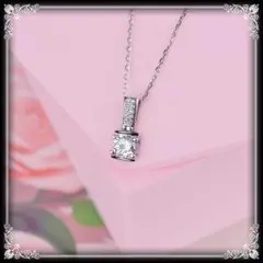 138N【50%OFF】ネックレス CZダイヤ シンプル 上品 プラチナシルバー