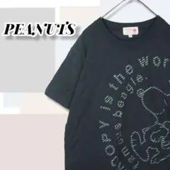 【M】スヌーピープリント レディースTシャツカットソー 半袖 ネイビー