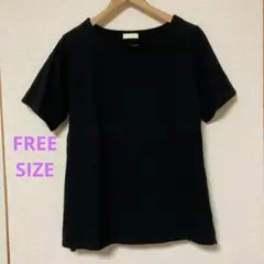 【earth】Aライン／後レース柄Ｔシャツ／黒