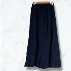 2274＊リアマティン＊ロングスカート 紺 M ウエストゴム 柔らかい 無地 夏