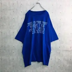 Z0126 Tシャツ 青 センタープリント ゆるだぼ 2XL相当