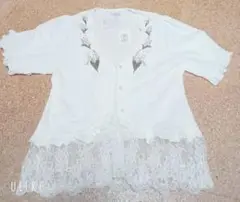 アクシーズファム　すずらん刺繍裾レースボレロ　半袖　白色　新品