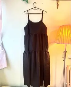 黒 キャミソール ロングワンピース
