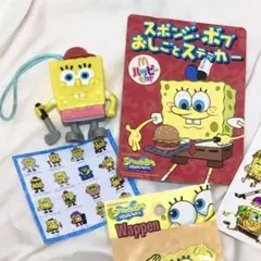 【値下げ】スポンジボブ　キーホルダー　ステッカー　おもちゃ　ハッピーセット