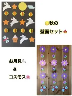 壁面飾り　秋の壁面　９月の壁面　お月見　コスモス
