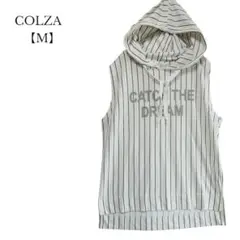 【COLZA／コルザ】ノースリーブ パーカー　ストライプ　フーディー　Mサイズ