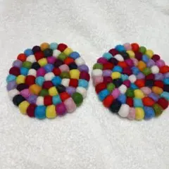 羊毛フェルト コースター 2枚セット