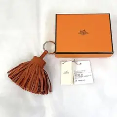 エルメス HERMES カルメン キーリング レザー オレンジ キーチャーム