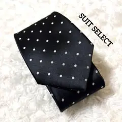 SUIT SELECT ブラック　ドット柄ネクタイ