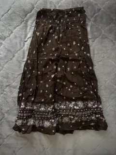 ブラウン刺繍ロングスカート 森ガール グランジ