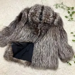 極美品 EMBA エンバ シルバーフォックスファー 毛皮 コート フリーサイズ