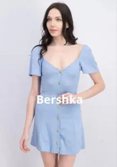 Bershka ライトブルー ミニワンピース 半袖