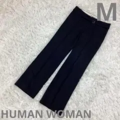 『HUMAN WOMAN』スラックス　ストライプ　レディース　ベルト付属　M