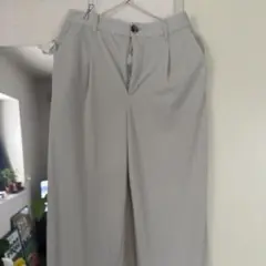 グレー スラックス ウエストゴム付き