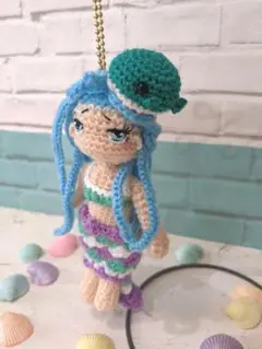 人魚さんの編みぐるみキーホルダー◎ 人魚ぬいぐるみ バッグチャーム キーホルダー おもちゃ