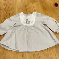ストライプ柄ウサギ刺繍トップス　コトリ　バースデイ　女の子　長袖
