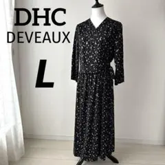 【新品タグ付】DHC DEVEAUX ロングワンピース　小花柄　黒　ゴールド