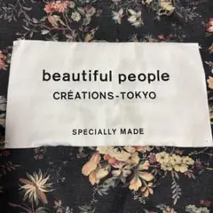 beautiful people ネームタグ トートバッグ 花柄 ブラック A4