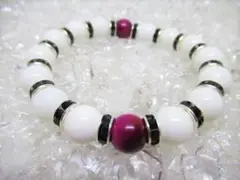 ★【ピンクタイガーアイ×ホワイトオニキス】 天然石パワーストーン