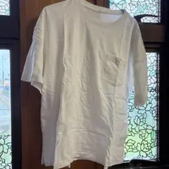 ホワイト Tシャツ ポケット付き ルーズフィット