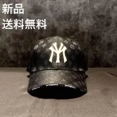 激レア物⭐️新品 総柄ロゴベースボールキャップ 帽子 NY ブラック ストリート