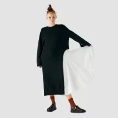 ENFOLD エンフォルド ニットレイヤードSHIRT DRESS ブラック