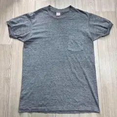 80s stanfield 無地 Tシャツ グレー ポケット ヴィンテージ