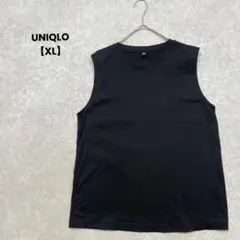 a2250＊UNIQLO ノースリーブTシャツ　黒【XL】シンプル　無地