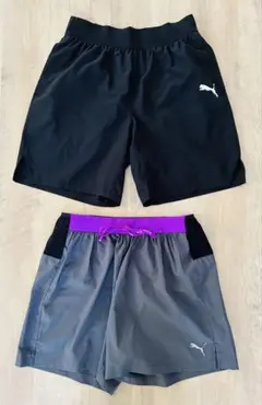 PUMA 2枚組ショーツ 黒・グレー・紫