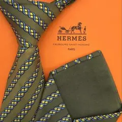 【中古良品】正規店購入品 エルメス ネクタイ シルク100% フランス製 総柄