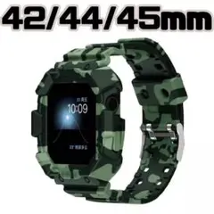 *Apple Watch バンド 42/44/45mm 緑迷彩 ベルト*