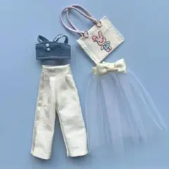 リカちゃん服♡デニムビスチェ&ラインパンツ他4点セット