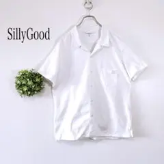 SillyGood 【Ｌ】半袖シャツ コットン　ホワイト　トップス　シンプル