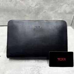 TUMI ダブルファスナー 長財布 セカンドバッグ オールレザー 黒