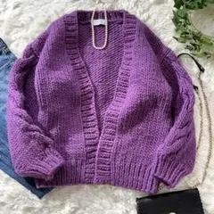 美品♡スローブイエナ ウール100%ざっくり綺麗色ワイドニットカーディガン