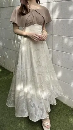 花柄シアービッグカラーワンピース
