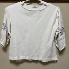 graniph グラニフ 袖刺繍プルオーバー カットソー 白 フリー