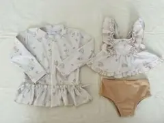 花柄フリル水着・ラッシュガードセット 95cm未満