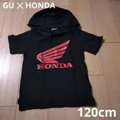GU × HONDA 120cm フード付き 半袖 Tシャツ 黒