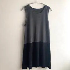 Laugh Ell ラフエル　ノースリーブチュニック ワンピース　グレー黒　LL